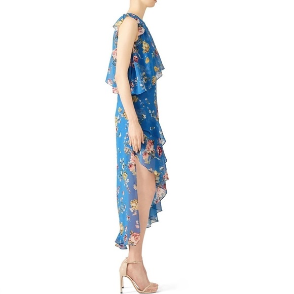 Slate & Willow Blue Floral Maxi One Shoulder Ruffle Dress - Picture 3 of 8